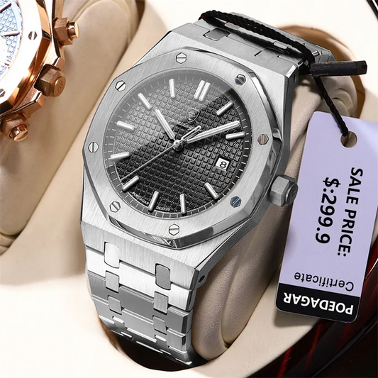 POEDAGAR Luxury Square Man Quartz Watch Waterproof Luminous Date Men's Watch High Quality Stainless Steel Business Men Watches