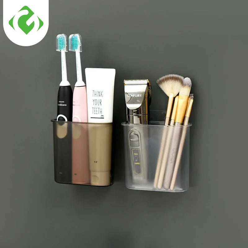 Bathroom Wall Mounted transparent cosmetic storage box Washing table free punching toothbrush toothpaste box debris storage box