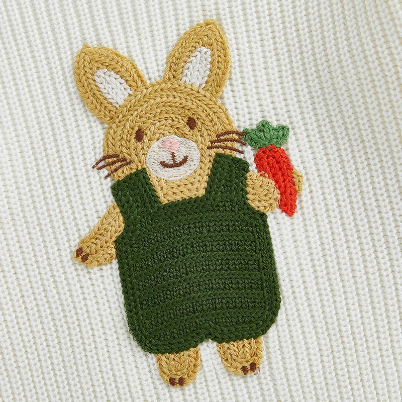 Adorable Baby Boys Girls Hooded Sweater with Cute Bunny Embroidery Cozy Knitwear for Infants and Toddlers Perfect for Easter