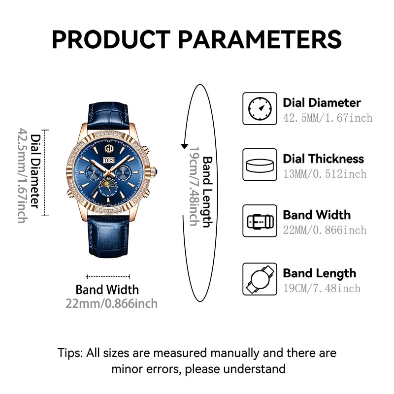 GD 2025 Stainless Steel Waterproof Men Star Design Watches Top Brand Luxury Transparent Mechanical Sport Male Wrist Watche