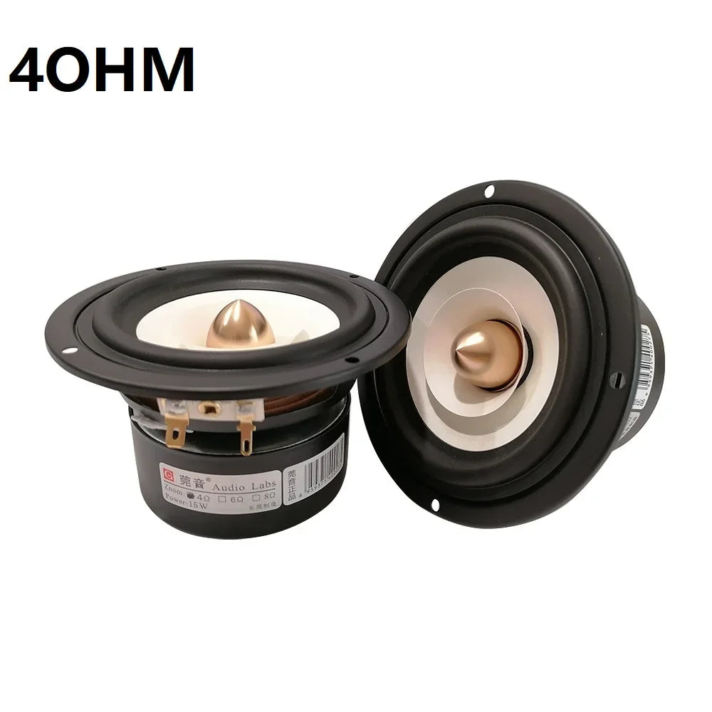 2020 Audio Labs 4'' Home Audio DIY Full-Range Speaker Driver Unit White Mixed Paper Cone Rubber Suspension Shielded 4/8ohm 15W