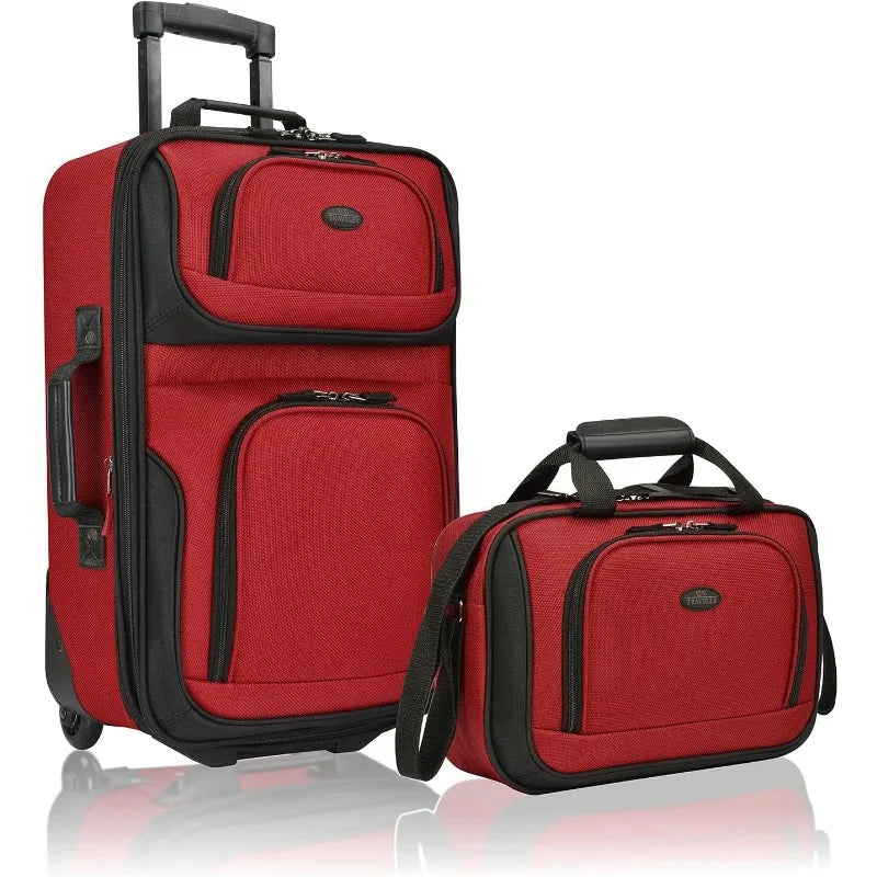 Carry-on Luggage Lightweight Softside Suitcase, Black, Set