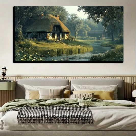 Printed art on canvas, Victorian style wall decoration, 1.5 inch thick pine solid wood frame
