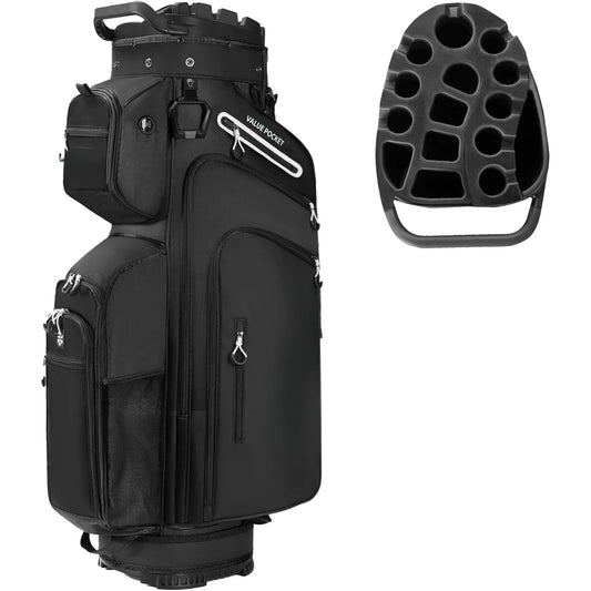 14-Way Golf Cart Bag, Premium Full Length Golf Bag for Men with Magnetic Leather Pocket, Handles and Rain Cover