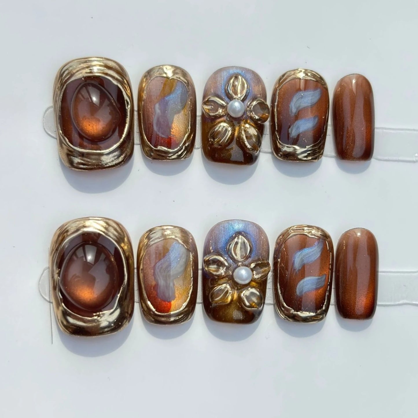 10Pcs Short Sweet and Cool Handmade Press On Nails Full Cover Design Round Head Fake Nail Artificial Manicure Wearable Nail Tips