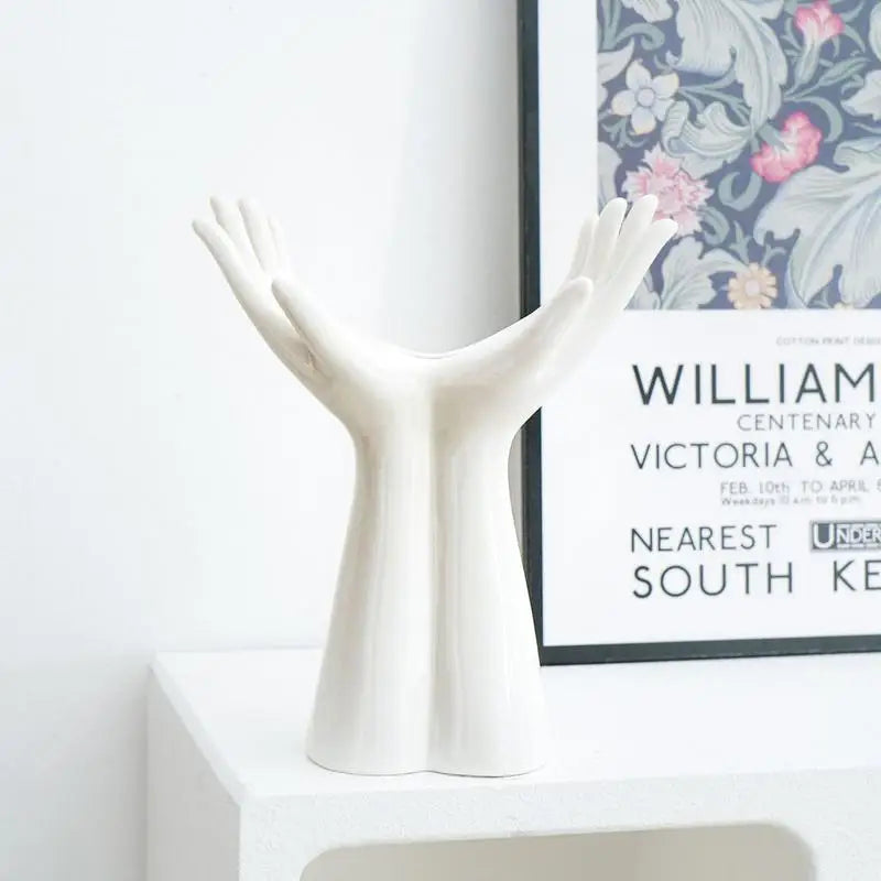 Hand Shape Vase Hand Arm Palm Bouquet Flower Arrangement Accessories Flower Vase Porcelain Handicraft Ornaments Home Decoration