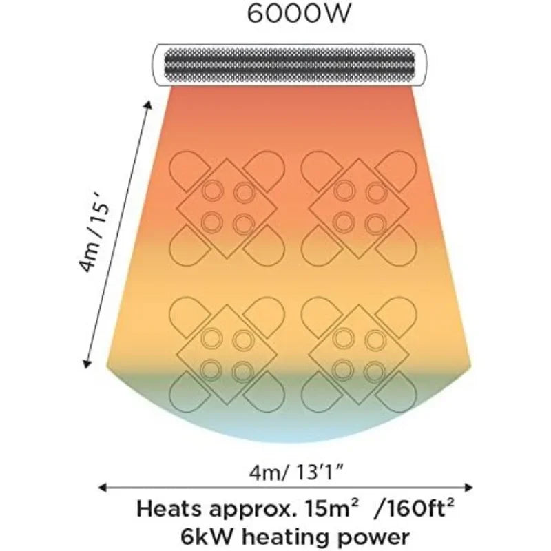 Bromic Heating Tungsten Smart-Heat 56-Inch 6000W Dual Element 240V Electric Infrared Patio Heater - White