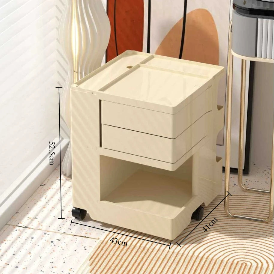 Storage cabinet Living room Bedroom Multifunctional rotatable cream wind bedside table trolley snacks cosmetics rack