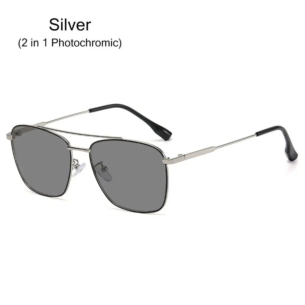 Square Sunglasses Men Women Anti Radiation Anti Blue Light Computer Photochromic Eyeglasses UV400 Shades Metal Sun Glasses