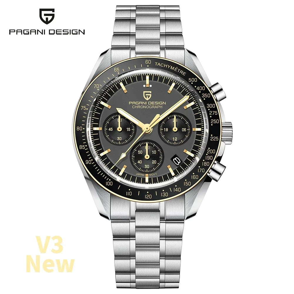 PAGANI DESIGN 2025 New Men's Watches Top Luxury Quartz Watch For Men Auto Date Speed Chronograph AR Sapphire Mirror Wrist watch