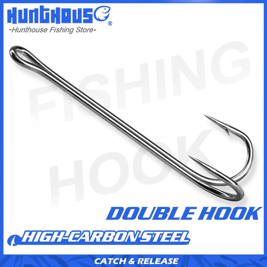 Hunthouse 2020 sharp Double Hook long fishing stainless hooks with soft lure sharp high carbon steel long treble hooks