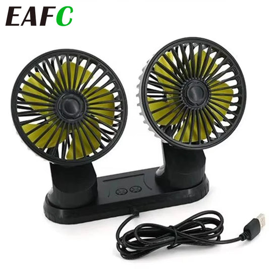 EAFC 360° Car Fan Rotating Cooling Wind Low Noise Summer Car Air Conditioning Cold Fan Ventilation Car Cooler Home USB Fan