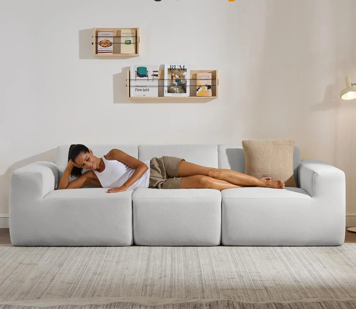 Modular Sectional Sofa,101" Grey Polyester 3-Seater Couch, Deep Seat & Wide Armrest, Perfect for Living Room & Apartment