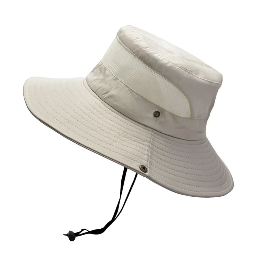 Summer Men Bucket Hat Outdoor UV Protection Wide Brim Panama Safari Hunting Hiking Hat Mesh Fisherman Hat Beach Sunscreen Cap