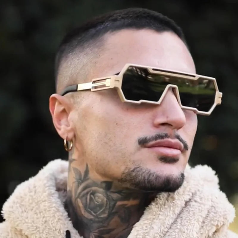 Irregular Square Steampunk Sunglasses For Men Women Brand Design Luxury Outdoor Sports Driving Sunscreen Metal Sun Glasses 2025