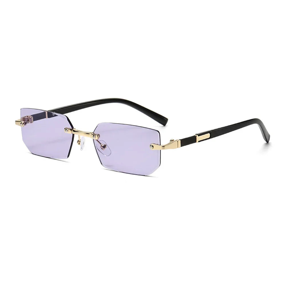Trendy Rimless Sunglasses for Men Women Fashion Frameless Rectangle Sun Glasses Retro UV400 Shades Summer Traveling Eyewear