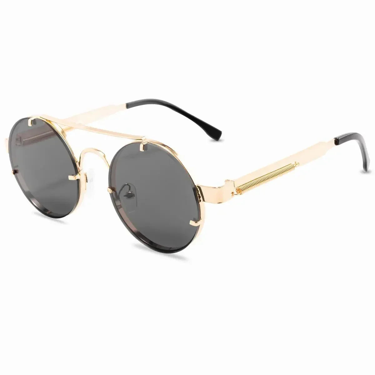 Round Steampunk Sunglasses Men Vintage Rimless Sun Glasses For Women Metal Punk Sun Glasses Elastic Temples Lentes De Sol
