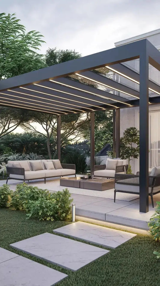 Outdoor Aluminum Pergola Gazebo with Arch Eco-Friendly Waterproof Louver Roof Garden Sun Shade Canopy Aluminium Awnings