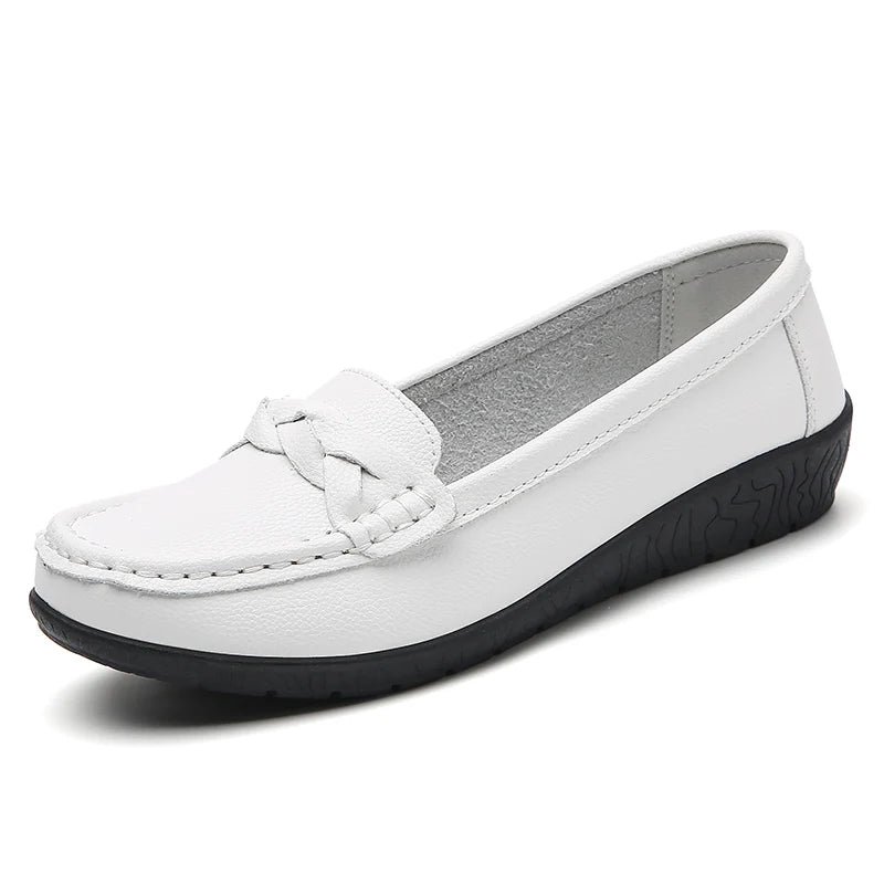 Women's Flat Shoes Fashion Outdoor Loafers For Women Comfortable Moccasins Genuine Leather Shoes For Woman Footwear