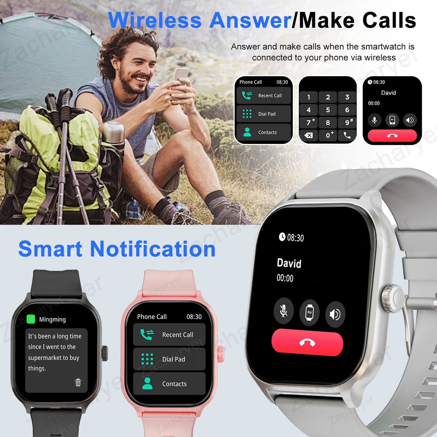 HOT New full touch screen smart watch, multifunctional smart sports watch, can answer and make calls, and has message reminders