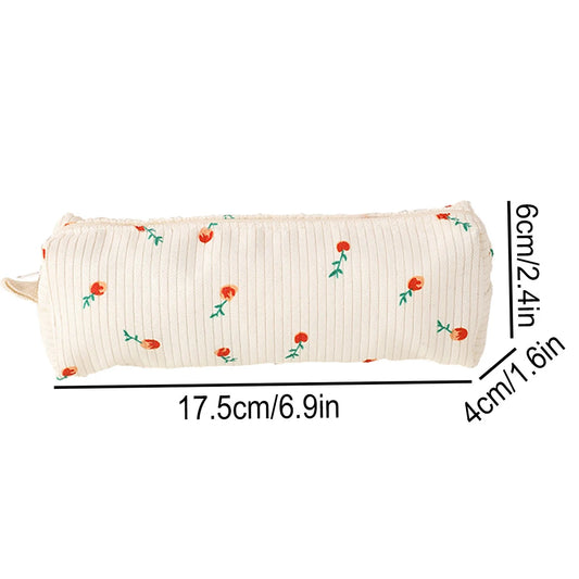 1 Pc Retro Floral Print Pencil Case, Office Desktop Finishing Storage Items Pencil Case, Small Fresh Stationery Storage Bag