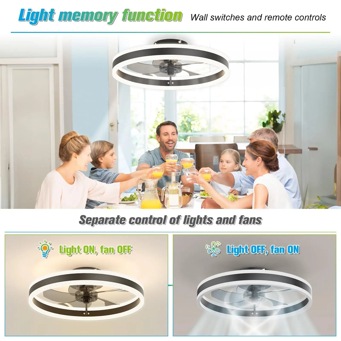 Ceiling Fan Have 6 Speeds Sealing Fan Led Lighting Adjustable Brightness Fan Can Sleep Timing Ceiling Lamp High Chrominance