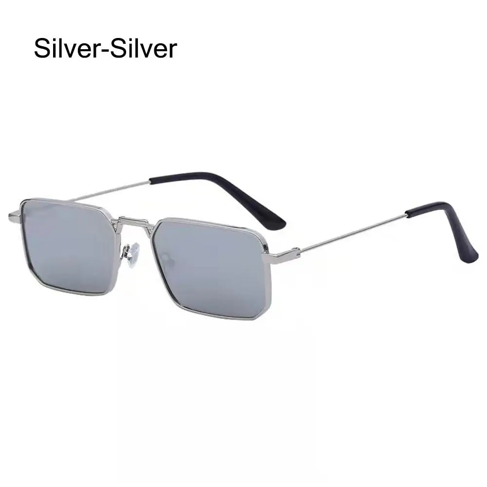 Fashion Small Rectangle Sunglasses Men Women Vintage Punk Square Driving Sun Glasses Luxury Brand Metal Frame Black Eyewear