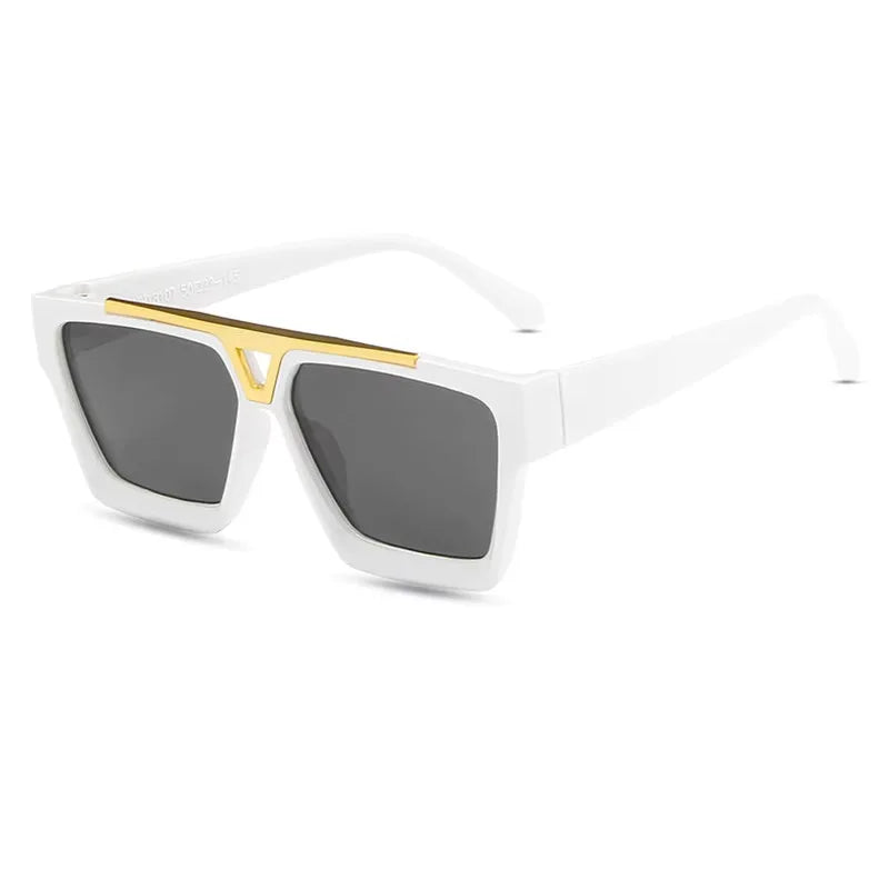 Letter V Sunglasses For Women Men Fashion Retro Square Frame Driving Black UV400 Lens Sun Glasses Trend Design Unisex Eyewear