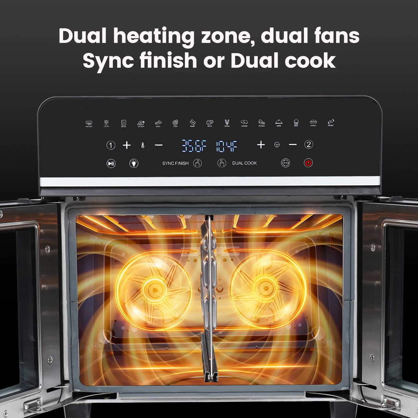 Dual Zone Hot Air Fryer, 24QT Hot Airfryer, XXL Oven with LED Touch Screen, 15 in 1, Luxury Accessories with Recipe Book,