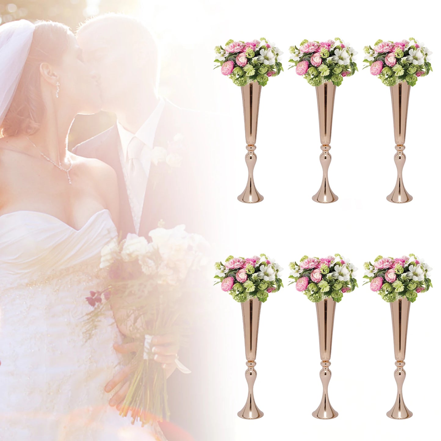 6pcs 22.2" Height Flared Design Vases, Desktop-Mounted High Foot Design Versatile Vase