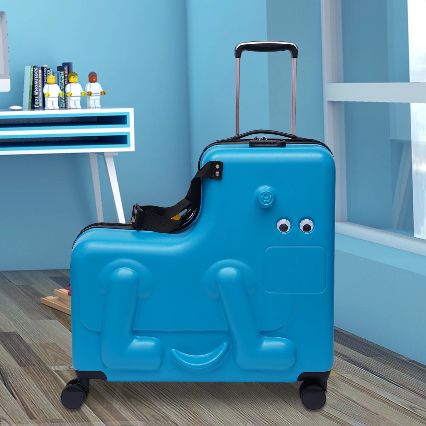 24in Children Ride on Suitcase Parents Assured Kids Luggage Sets Boys & Girls Suitcase w/Cartoon Stickers for Children Aged 4-12