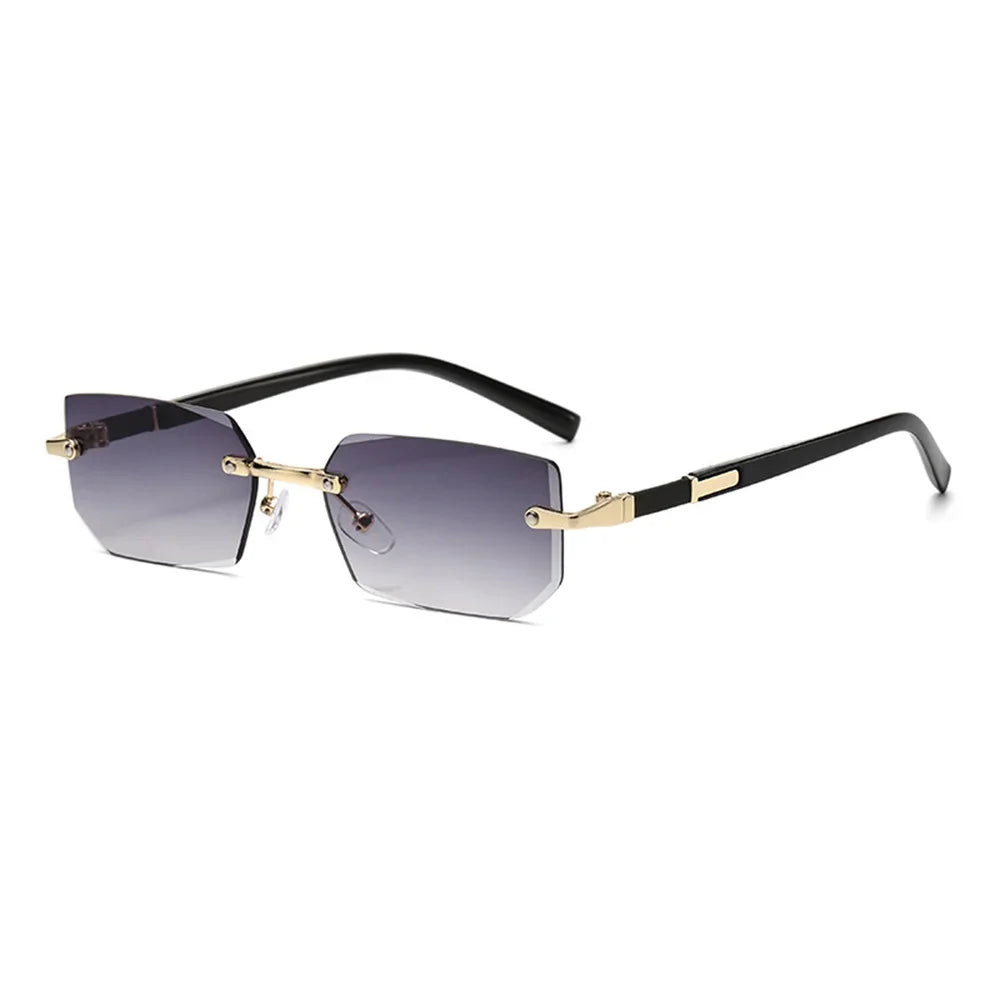 Trendy Rimless Sunglasses for Men Women Fashion Frameless Rectangle Sun Glasses Retro UV400 Shades Summer Traveling Eyewear