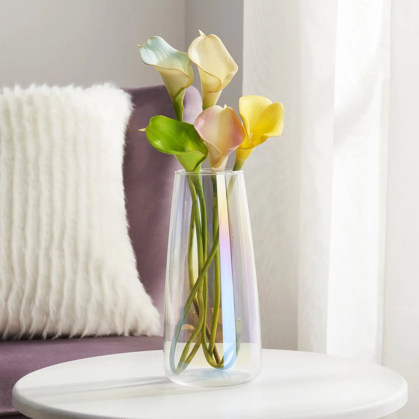 8 Iridescent Indoor Clear Glass Vase