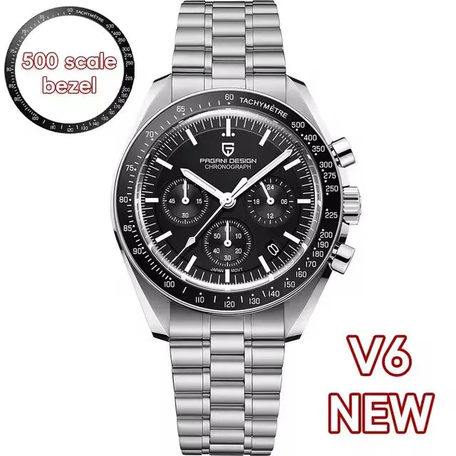 PAGANI DESIGN V4 New Quartz Men's Automatic Date Speed Chronograph Sapphire Mirror Sport Waterproof Watch All Steel VK63 Watches