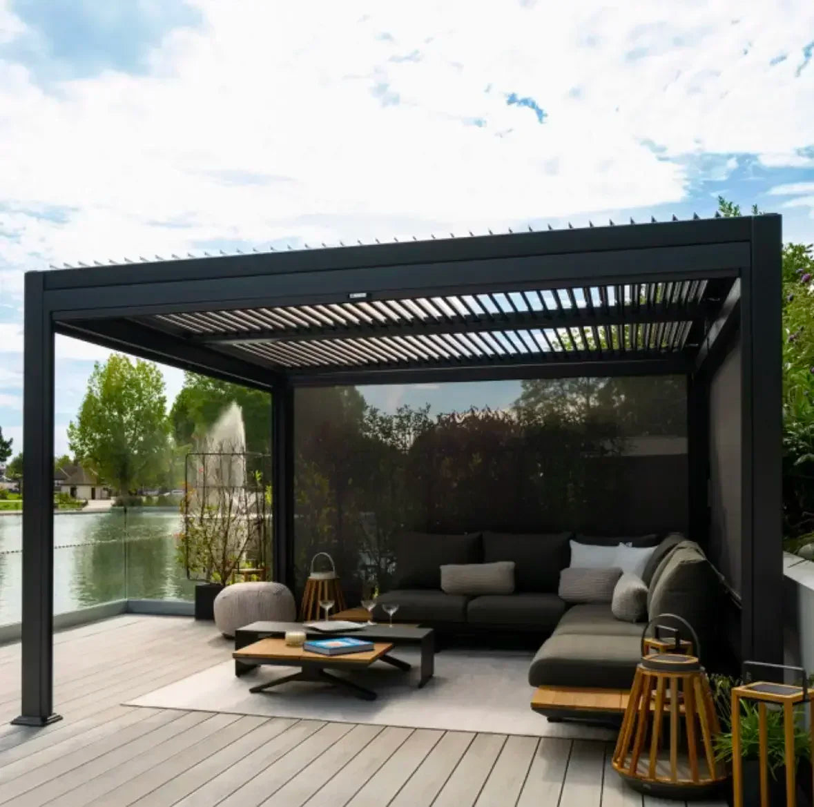 Outdoor Aluminum Pergola Custom Size 3X3m 3X4m 4X4m 6x4m Remote Control Louvered Roof Pavilion Pergola Attached To House
