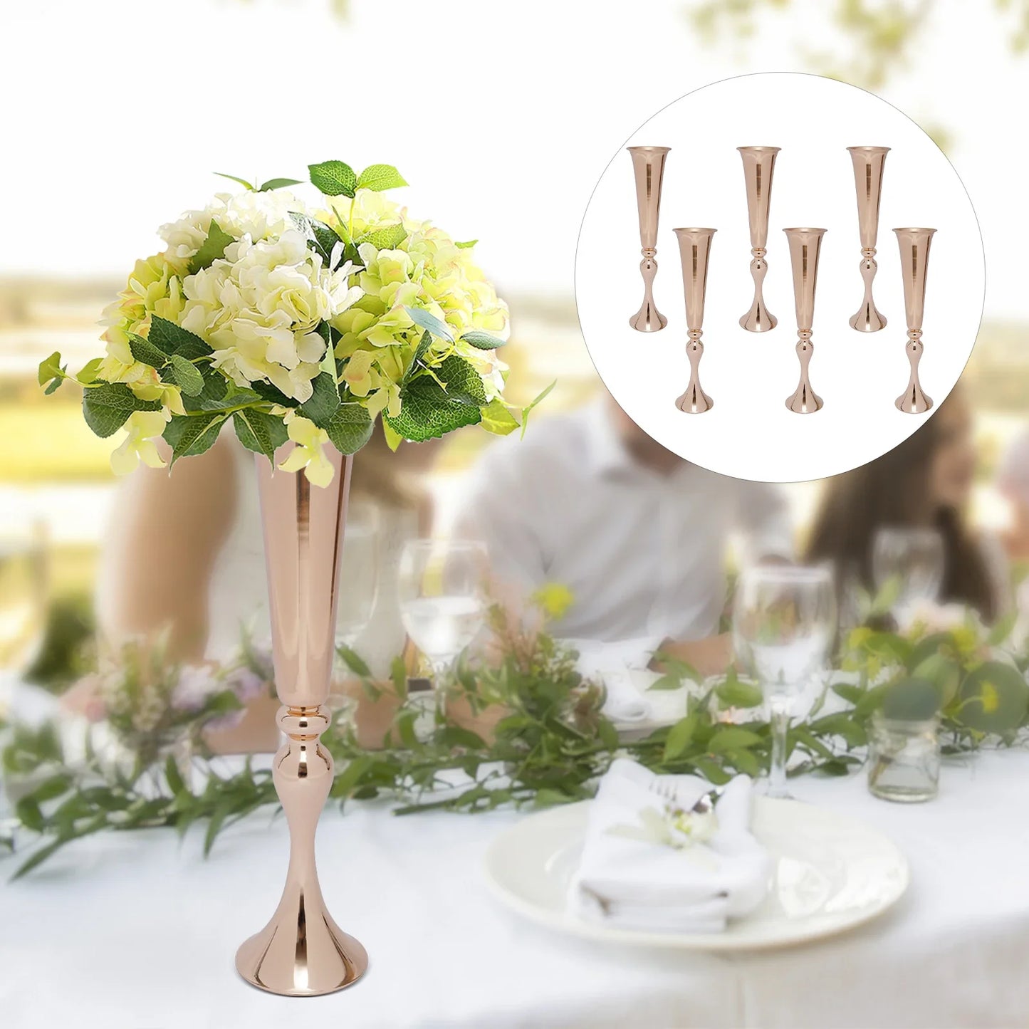 6pcs 22.2" Height Flared Design Vases, Desktop-Mounted High Foot Design Versatile Vase