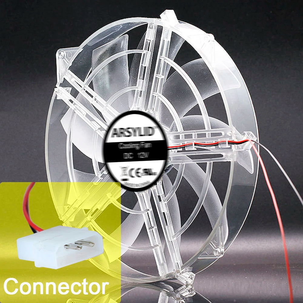 22cm Large Size Slient Cooling Fan 22030 220mm Thickness 30mm Quiet Transparent Frame Blade With Protective Mesh