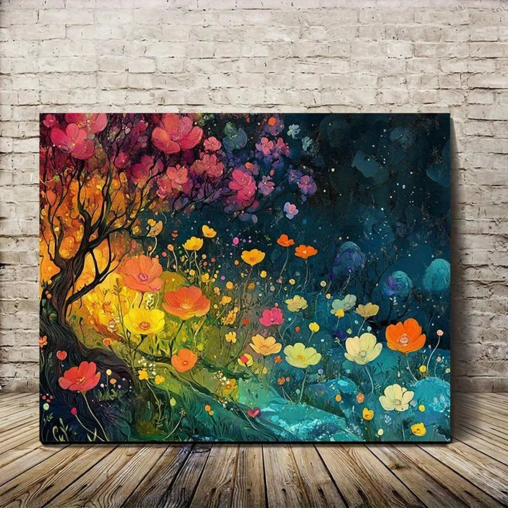 1.5 inch thickness, interior decorative art, home decor, beautiful flower and tree landscape paintings on home wall art prints