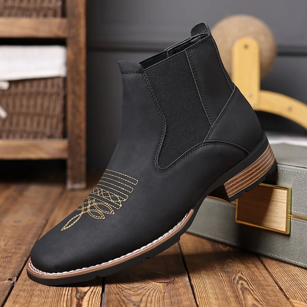 Boots for Men Chelsea Boots Embroidered Mens Boots Man Shoes Vintage Boot