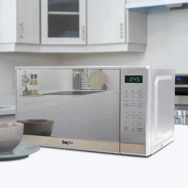 0.7 Cu Ft Microwave Oven - Stainless Steel Compact Style Microondas, Smart Countertop Kitchen Appliance With Digital Touch