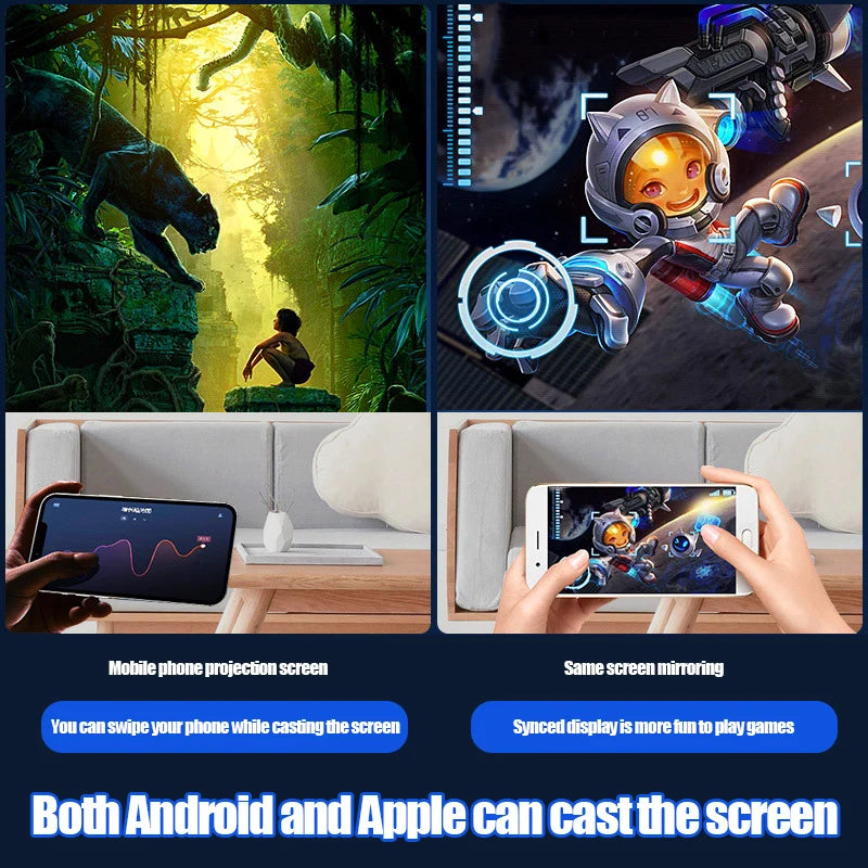 4k Portable Projector 1920*1080P HD Resolution Intelligent Control 5G WiFi BT5.0 Home Theater Outdoor Movie LED Projector