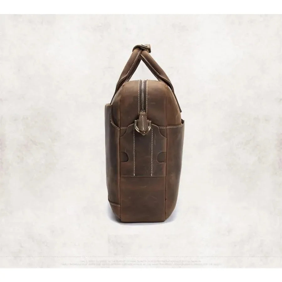 Vintage Leather Messenger Bag for Business Travel - Handcrafted Briefcase