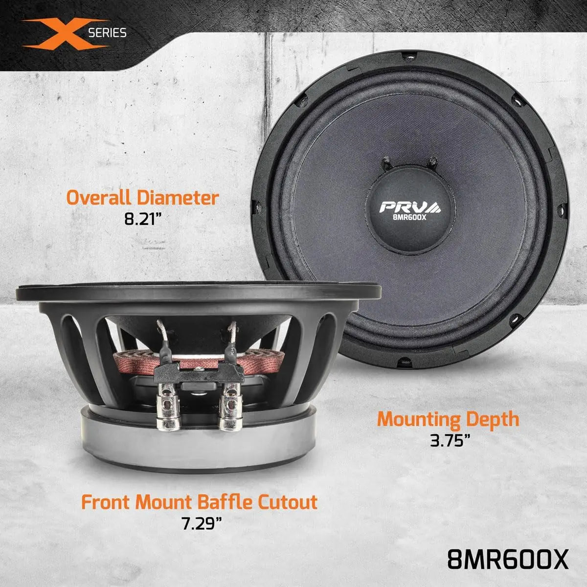 8 Inch Midrange Speaker 8MR600X, 600 Watts, 8 Ohm, 2 in Dual Layer Voice Coil, Pro Audio Speaker (Single)