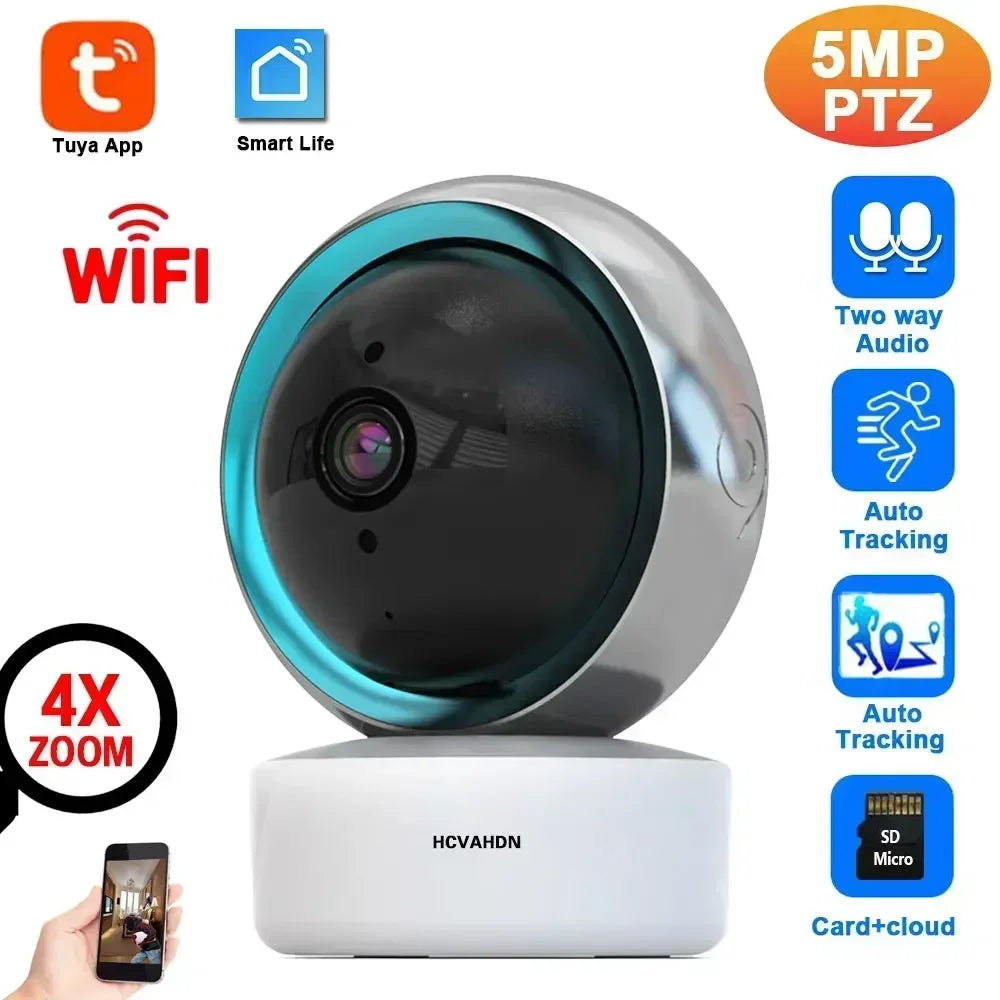 Tuya Smart Life Home Security Camera System Wireless 5MP Wifi CCTV PTZ IP Video Surveillance Camera 2 Way Audio Baby Monitor 2K