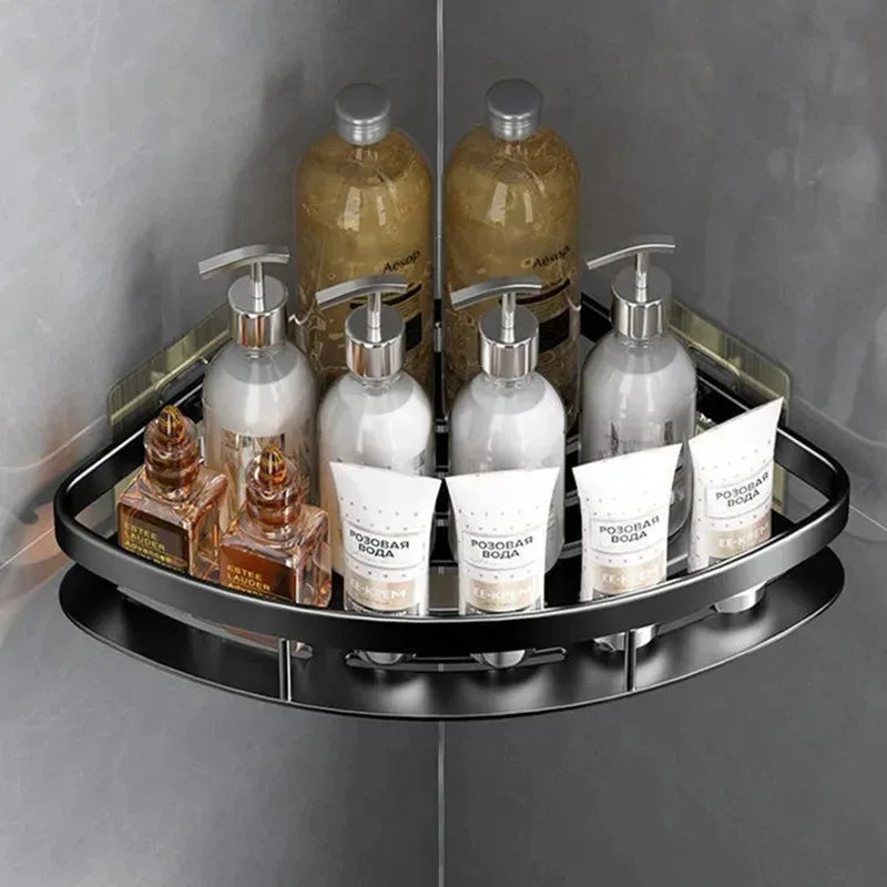 Bathroom Shelf Makeup Storage Organizer Aluminum Alloy Shampoo Rack Shower Shelf Bathroom Accessories No Drill Wall Shelf
