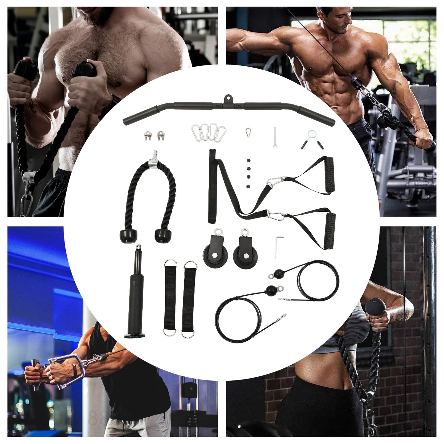 Cable Weight Pulley System for Home Gym Pulley System Gym with Safety Ropes Unisex-Adult Fitness Strength Training Equipment