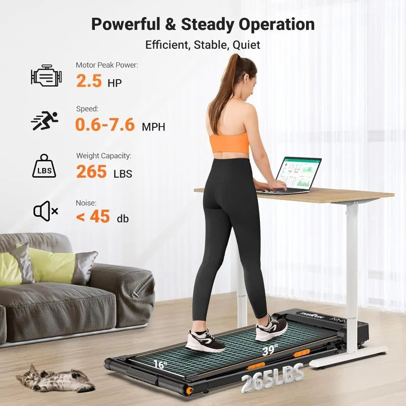 Walking Pad, 2 in 1 Foldable Treadmills for Home, 2.5HP Under Desk with Handle Bar, 16" Widened Running Belt, with Remote