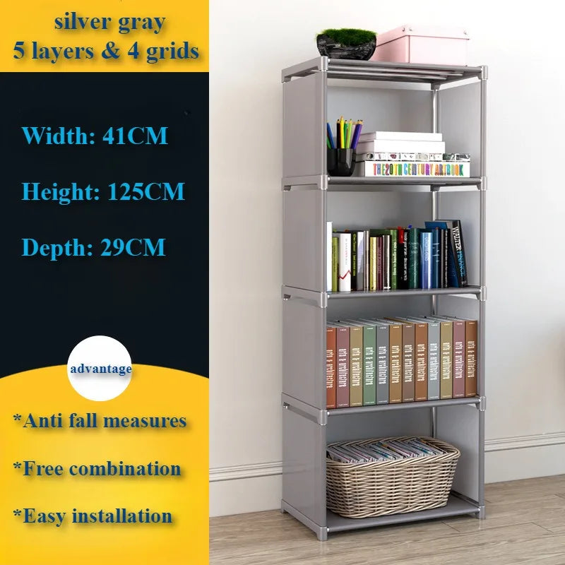 Bookshelf Simple Book Storage Rack Bookcase Debris Shelf Multi-layer Closet Organizer Living Room Easy Assembly Bookcase Storage