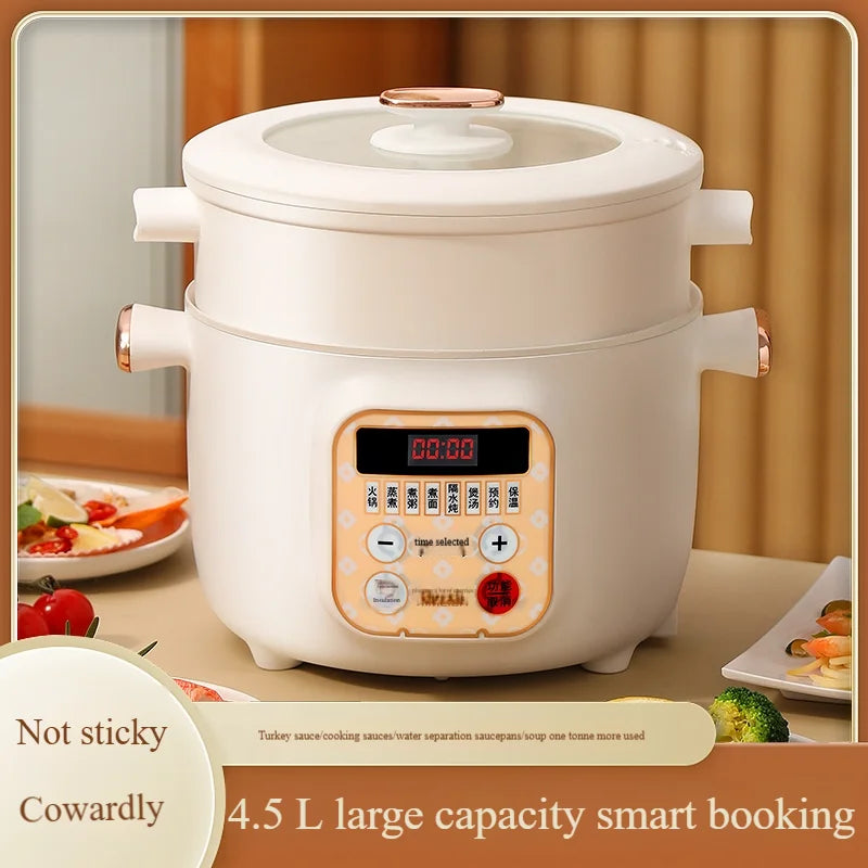 Portable Stainless Steel Electric Heater Multi-Function Rice & Noodle Cooker with Steamer for Kitchen Use Smart Electronic Type