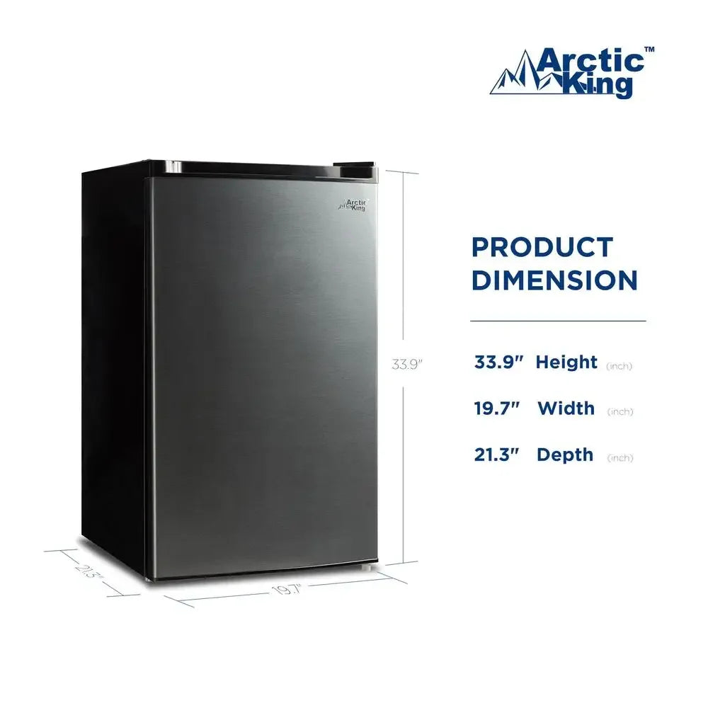 4.4 Cu ft One-Door No Freezer Mini Fridge Black Stainless Steel Look E-Star ARM44A5ASL